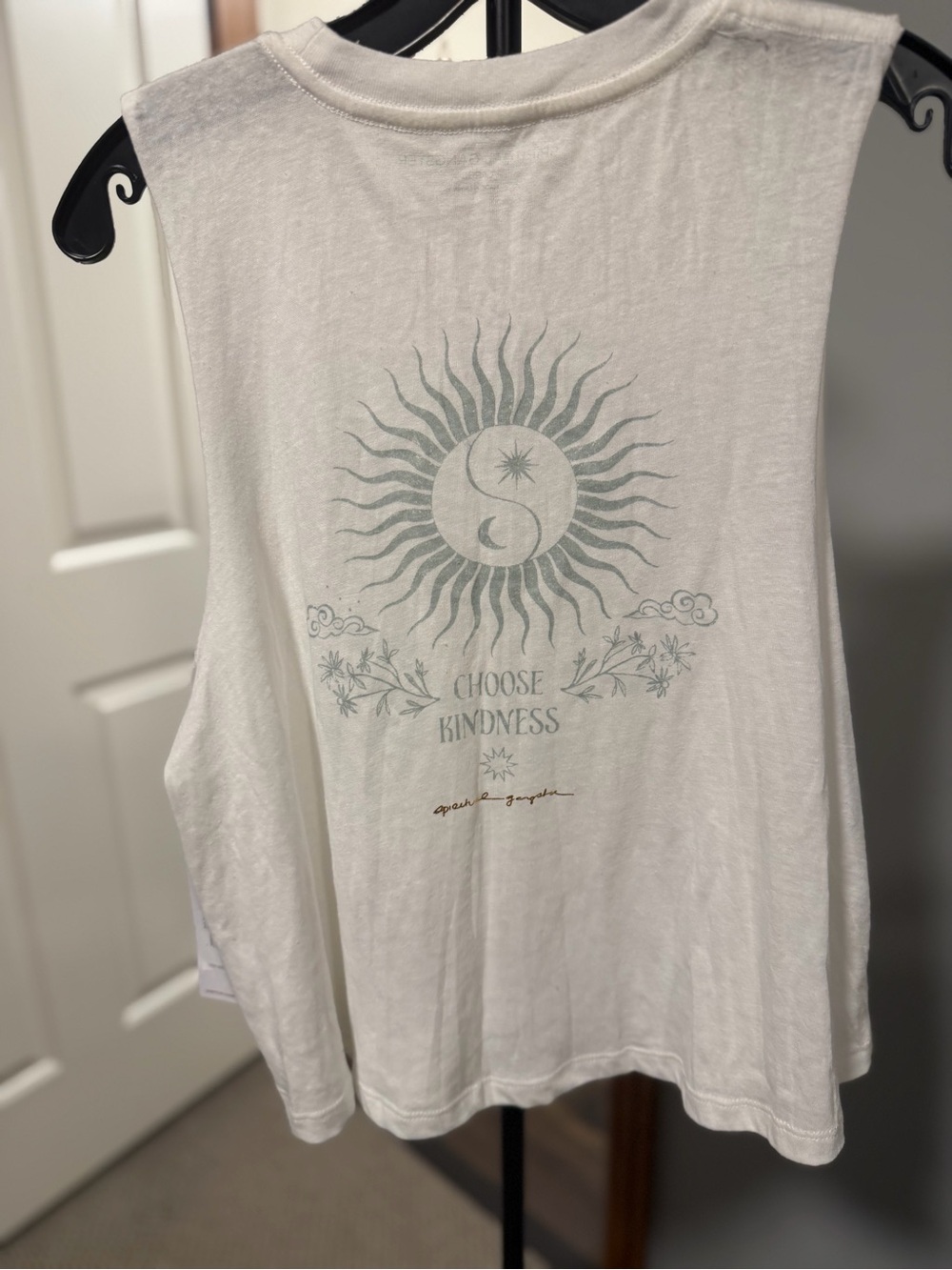 Spiritual Gangster Choose Kindness Crop Tank Large NWT Ivory Celestial - Picture 2 of 4